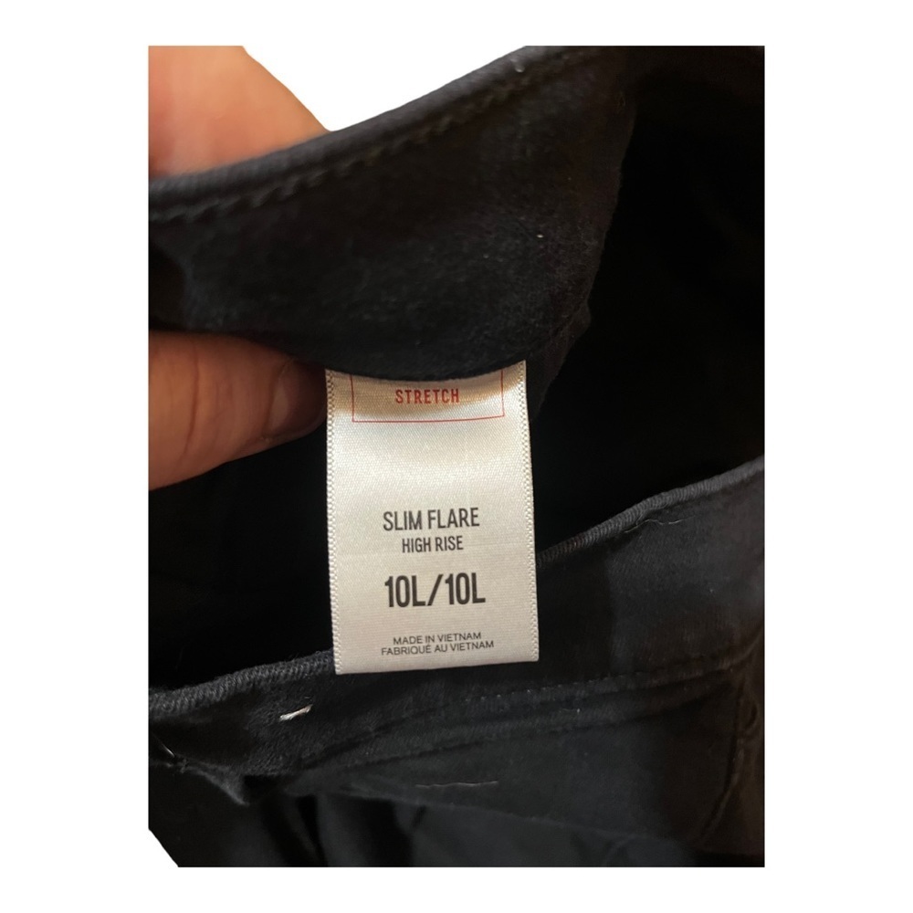 Express High Rise Stretch Slim Flare Size 10 Long Black Jeans - Picture 2 of 4